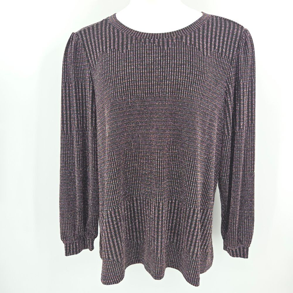 Intro Sweater Womens Size 3X Black Metallic Knit Holiday Party Glam Whimsical